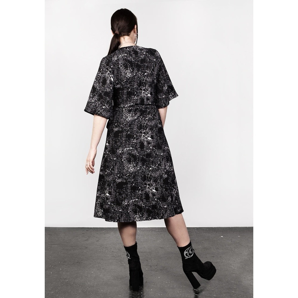 Disturbia Spellwork Midi Wrap Dress Size US 4 UK 8 Black Goth Witchy Grunge Emo - Picture 11 of 13